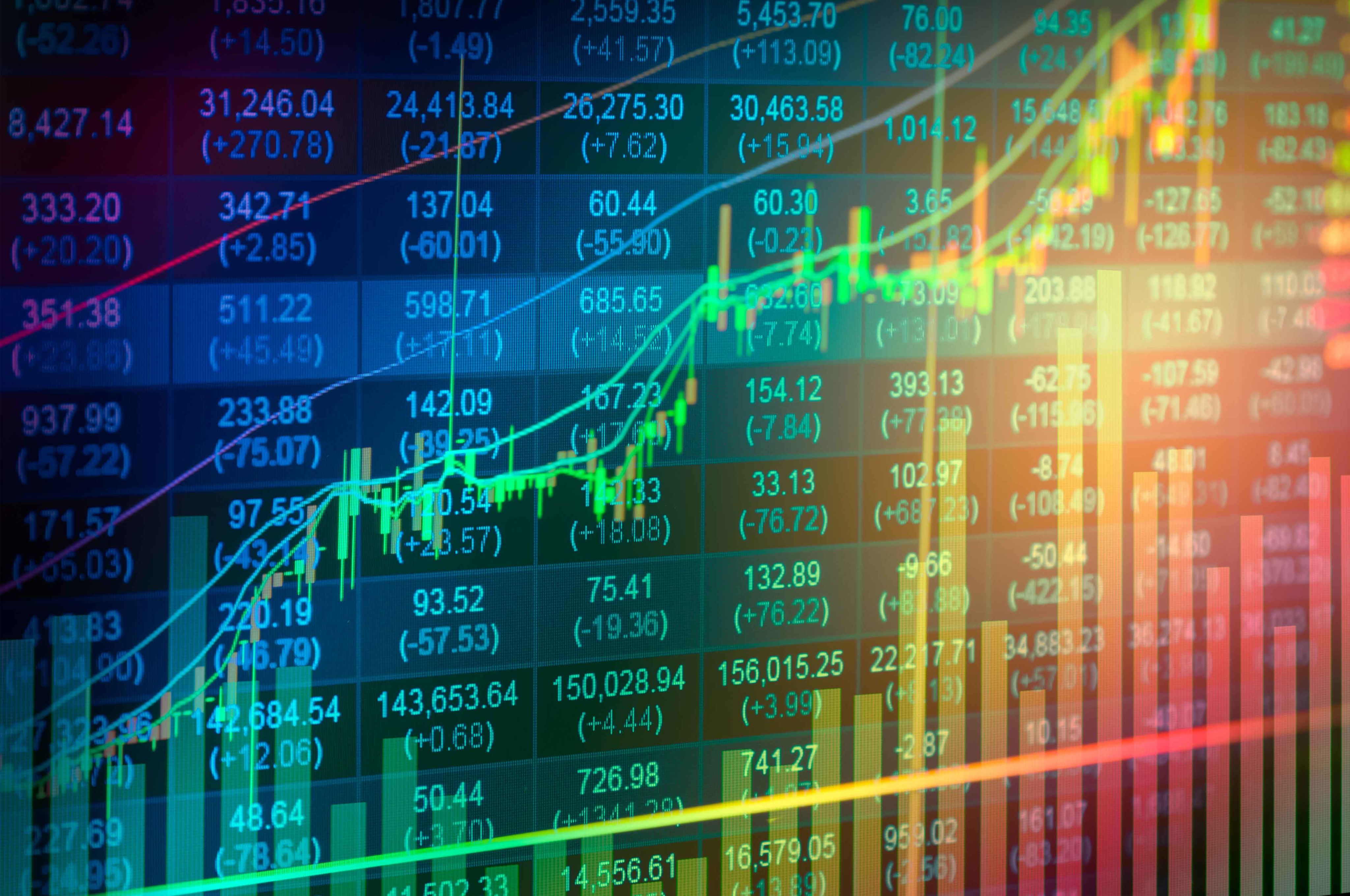 Stylised chart showing stock market figures